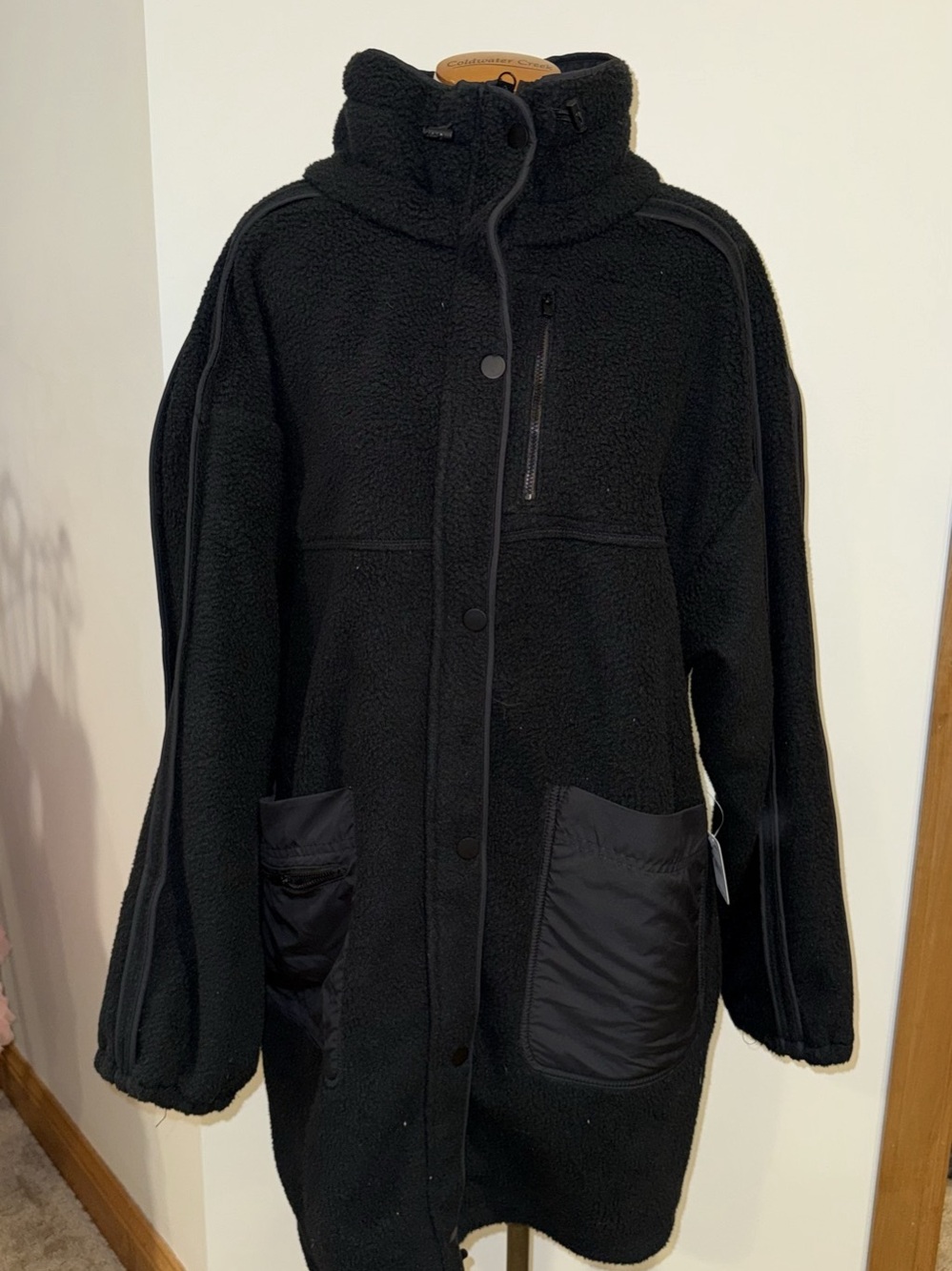 Free People Black Bear Coat Teddy Coat in Black Size Large NWT
